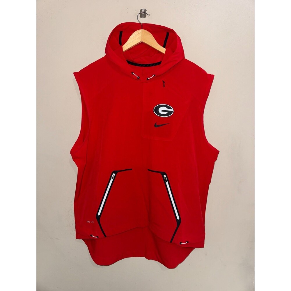 Sz 2XL Nike Georgia UGA Football Team Issue PE Alpha Fly Rush Hooded Vest Jacket